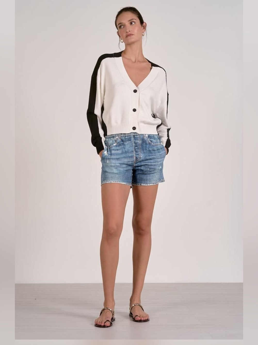 NWT, Ret. $85, ELAN Mira Denim Sweat Shorts Blue Pull-On Medium